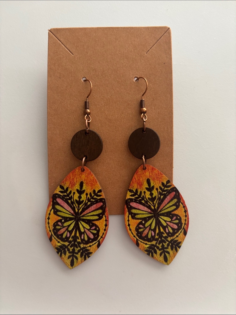 Fashion Jewelry Yellow Orange Butterfly Leaf Drop Earrings
